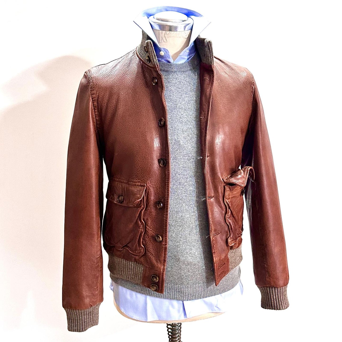 Giubbotto in pelle marrone “The Jack Leathers” – 100% vera pelle Made in Italy