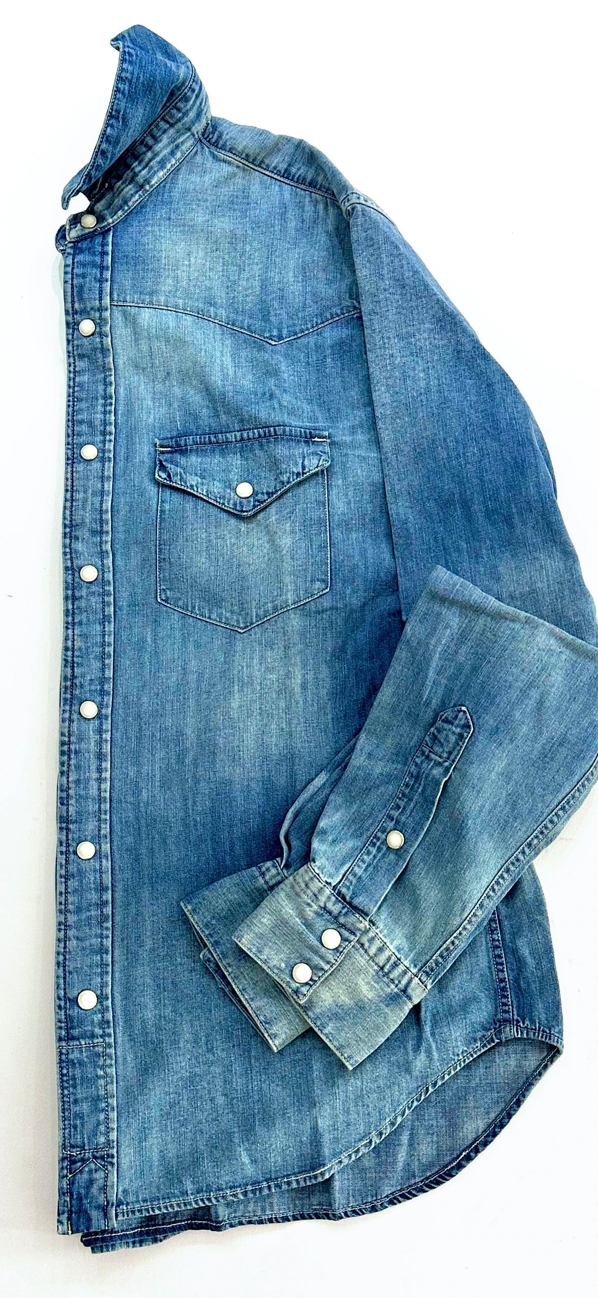 Camicia western Denim  shirt Flagstaff stone Bleach – Collo Italiano | Chesapeakes ( new Collection )