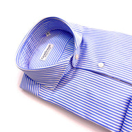 Camicia sartoriale in popeline doppio ritorto – righe celeste e bianche Gentleman Bottega Sartoriale 🇮🇹