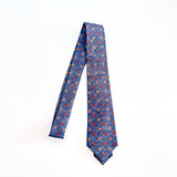 Cravatta Sartoriale in Lana Blu con Fiori – Eleganza Vintage Made in Italy