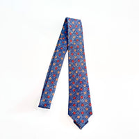 Cravatta Sartoriale in Lana Blu con Fiori – Eleganza Vintage Made in Italy