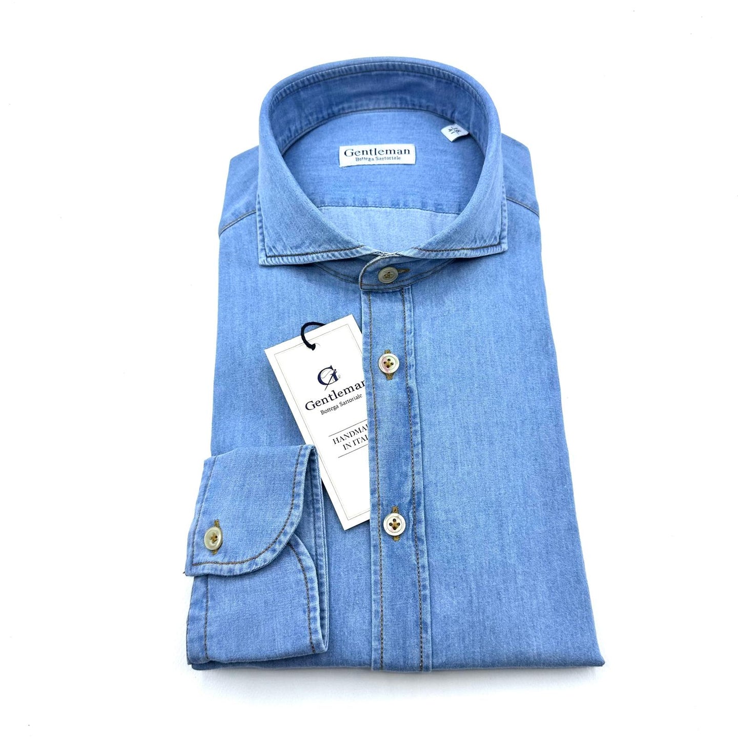 Camicia Uomo in Chambray Denim – Collo Francese | Made in Italy 🇮🇹
