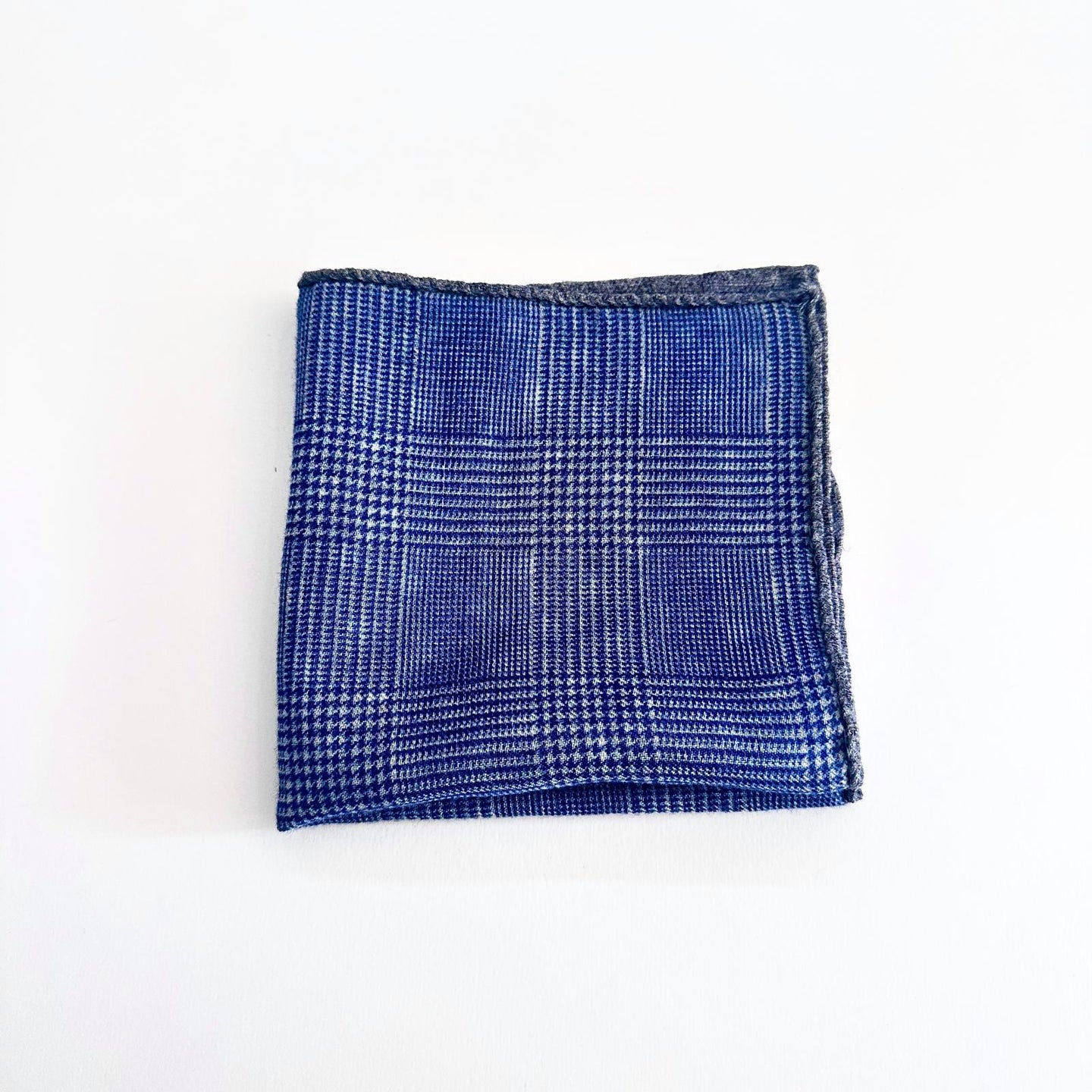 Pochette Sartoriale Double Face in Lana – Principe di Galles Blu – Made in Italy 🇮🇹