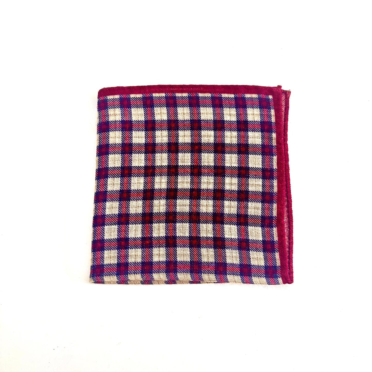 Pochette Sartoriale in Lana Tartan Bordeaux – Made in Italy 🇮🇹