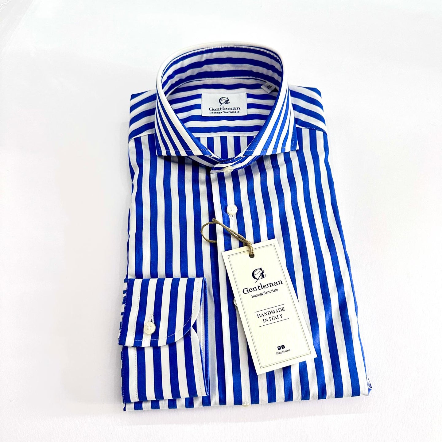 Camicia Uomo Gentleman – Righe Blu Royal Slim Fit – Handmade in Italy 🇮🇹