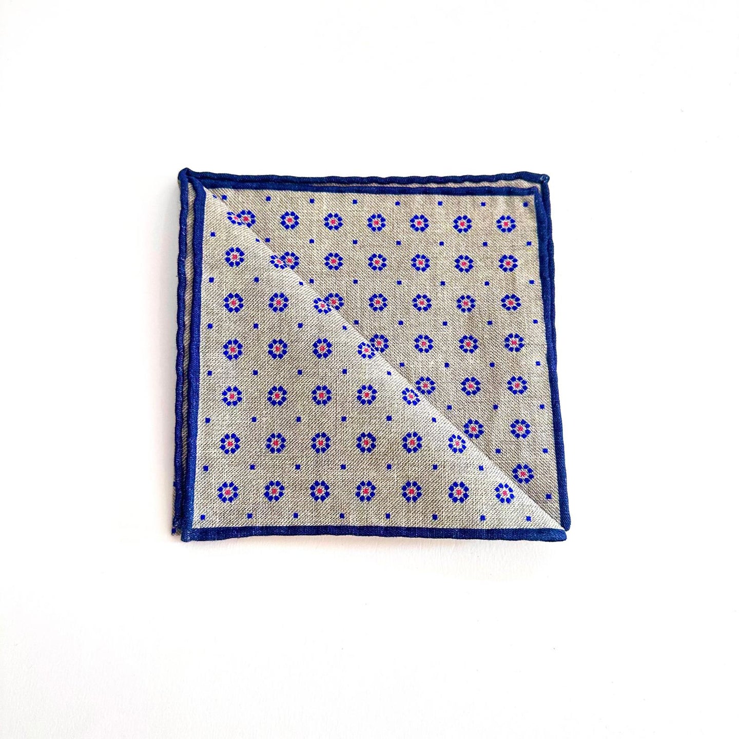 Pochette in Lino e Cotone Beige con Motivo Blu e Rosso Eleganza Classica Made in Italy 🇮🇹