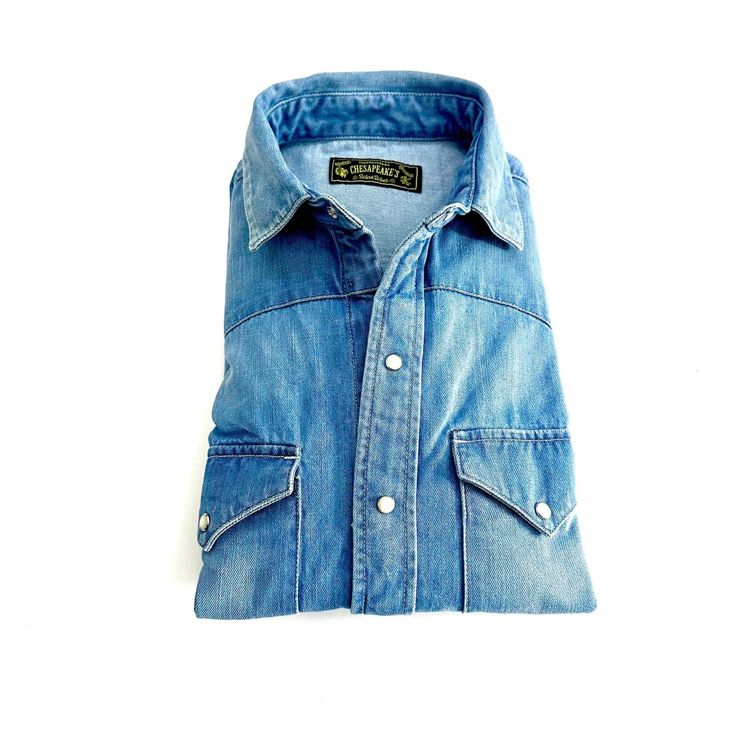 Camicia in Jeans Texana con Bottoni a Pressione in Madreperla – Chesapeake’s
