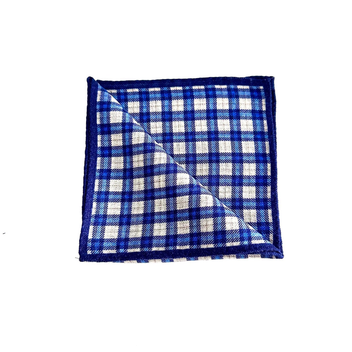 Pochette in Lana a Quadri Blu – Stile Classico con Carattere