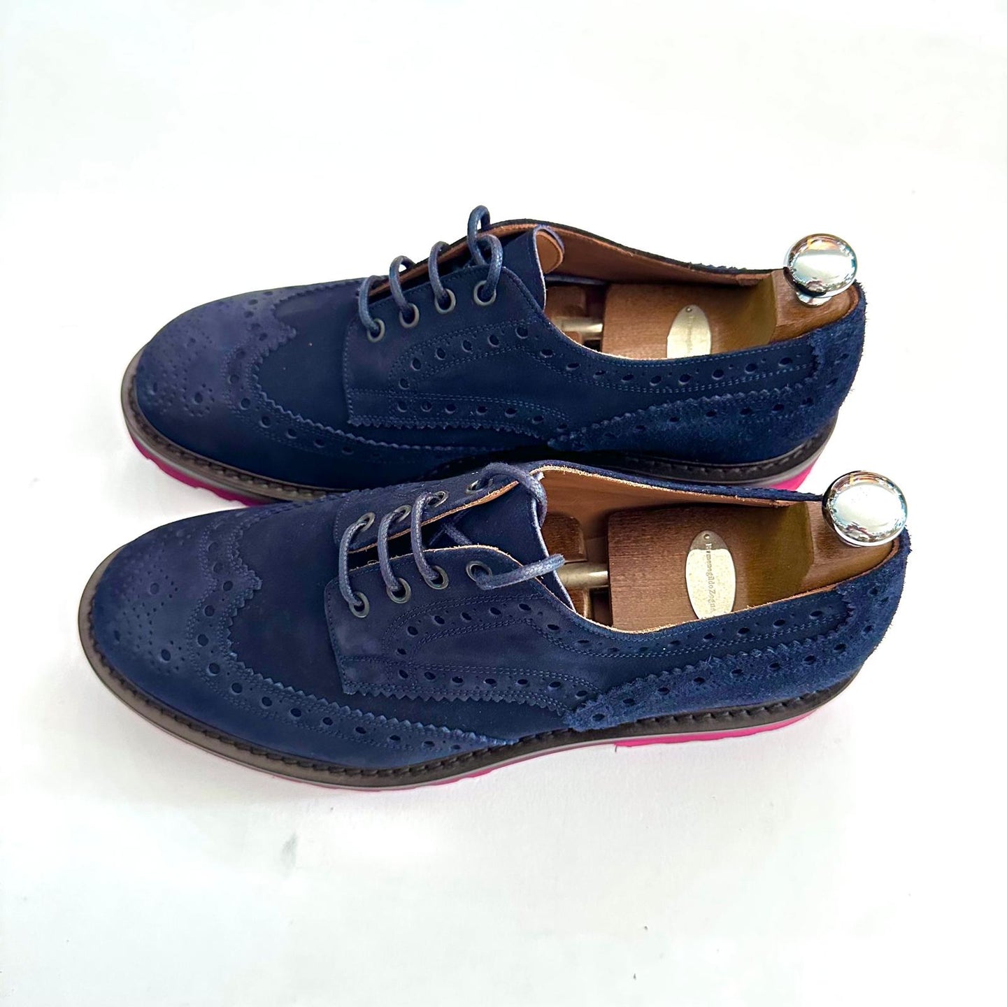 Oxford Brogue in Suede – Coda di Rondine – Goodyear – Blu Notte – Made in Italy 🇮🇹