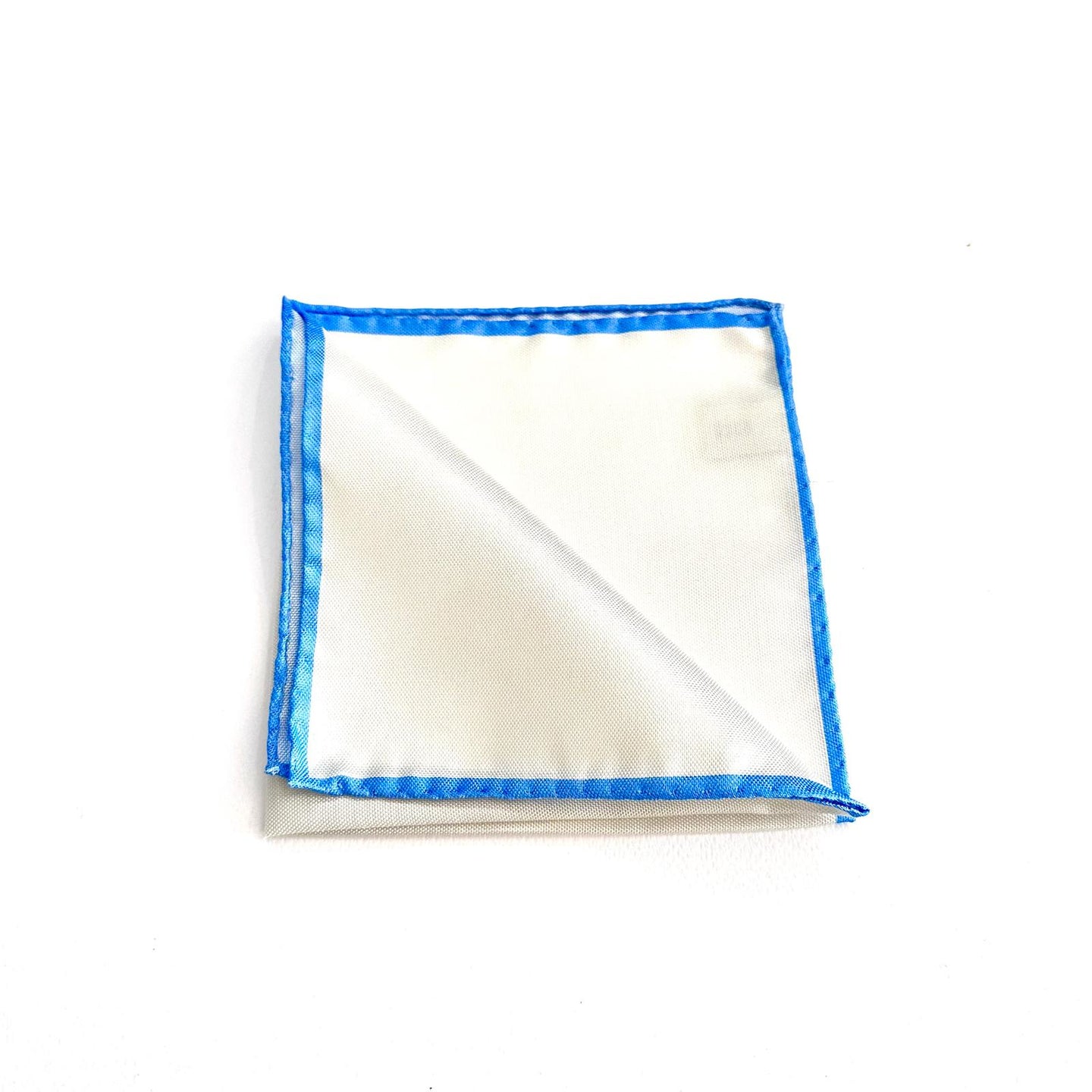 Pochette in Pura Seta    Bianco con  Bordo Azzurro  Made in Italy 🇮🇹