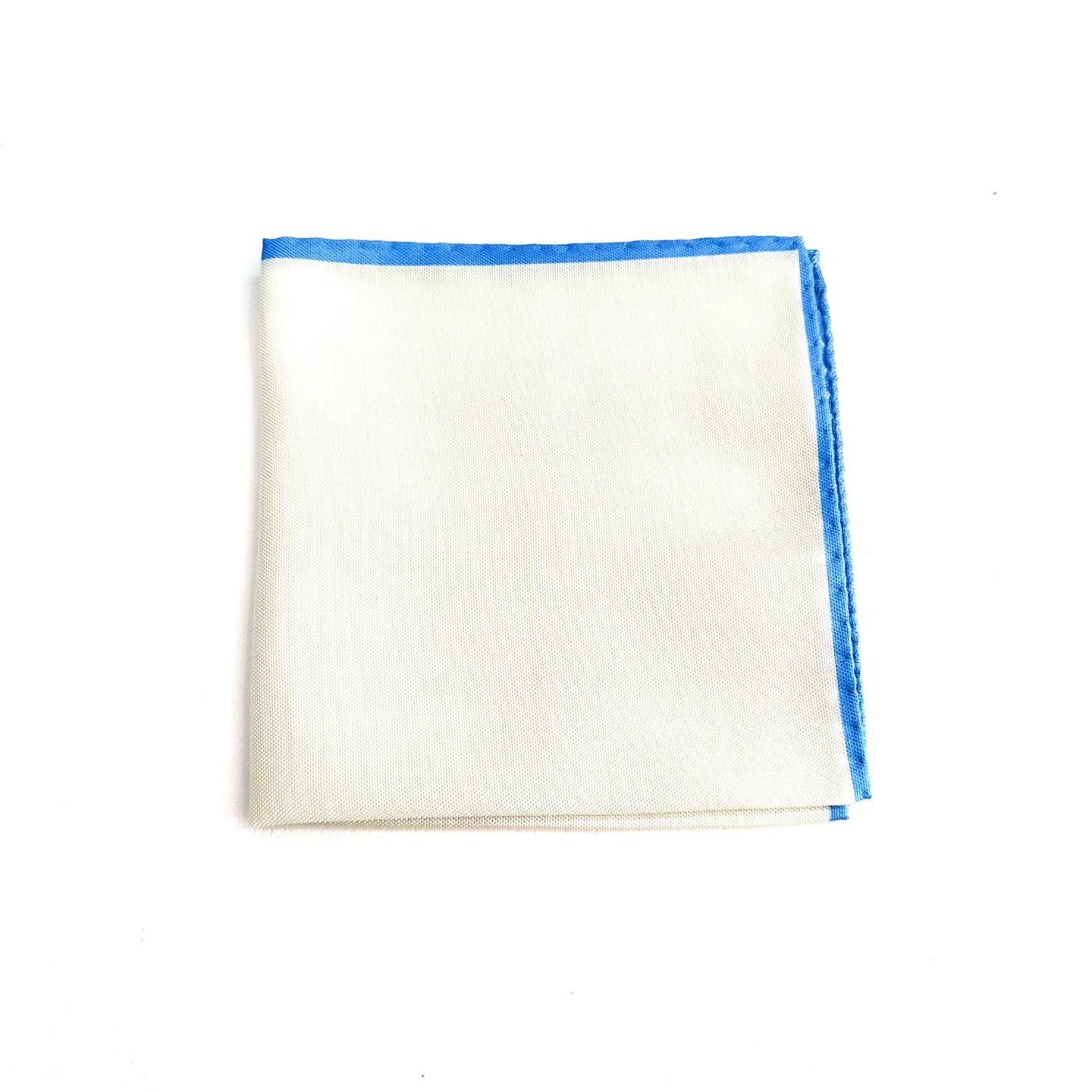 Pochette in Pura Seta    Bianco con  Bordo Azzurro  Made in Italy 🇮🇹
