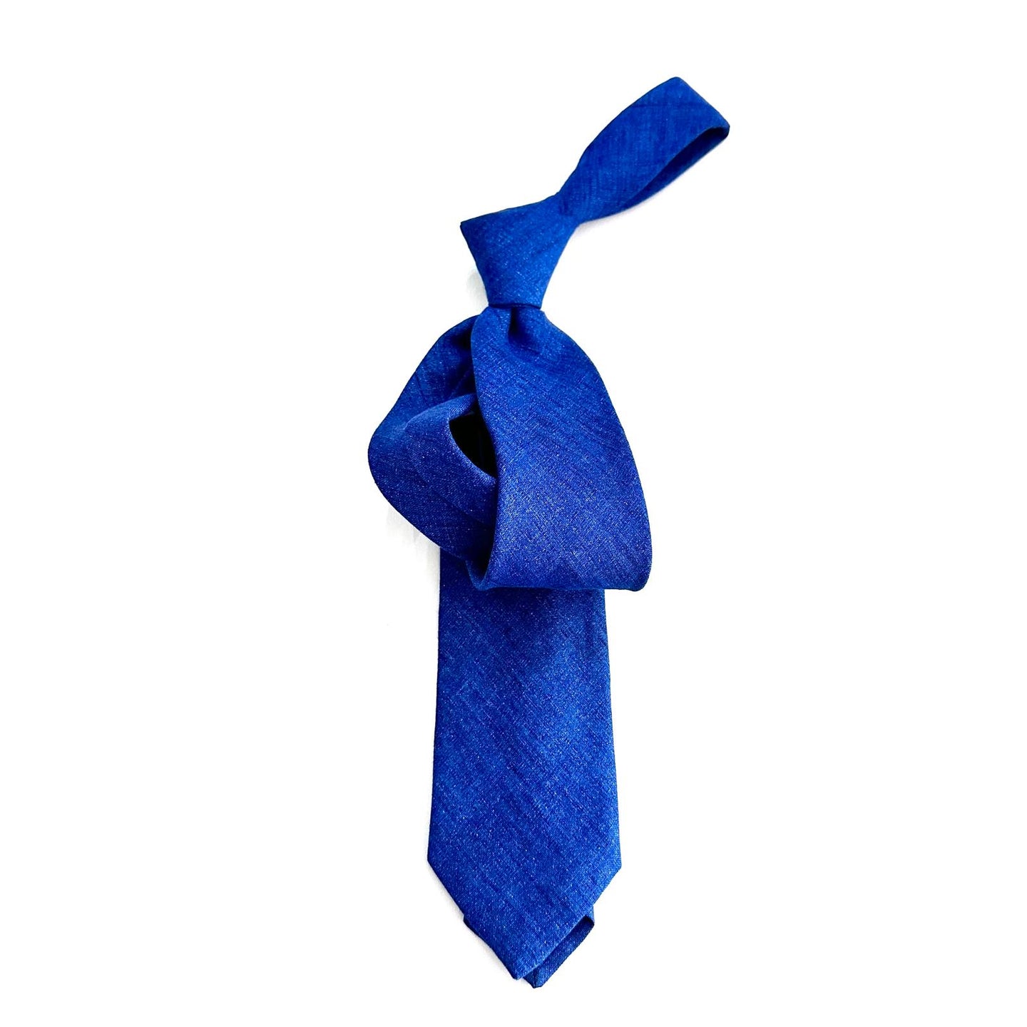 Cravatta Sartoriale in Lino Irlandese Blu Cobalto | Made in Italy 🇮🇹