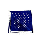 Pochette in Seta Blu Navy a Pois Bianchi – Bordo Bianco