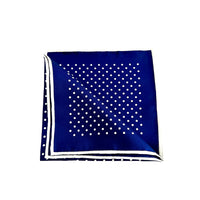 Pochette in Seta Blu Navy a Pois Bianchi – Bordo Bianco