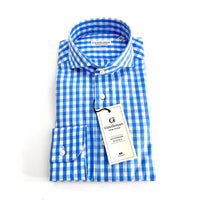 Camicia Uomo Gentleman Bottega Sartoriale – Quadri Celeste e Bianco – Handmade in Italy 🇮🇹