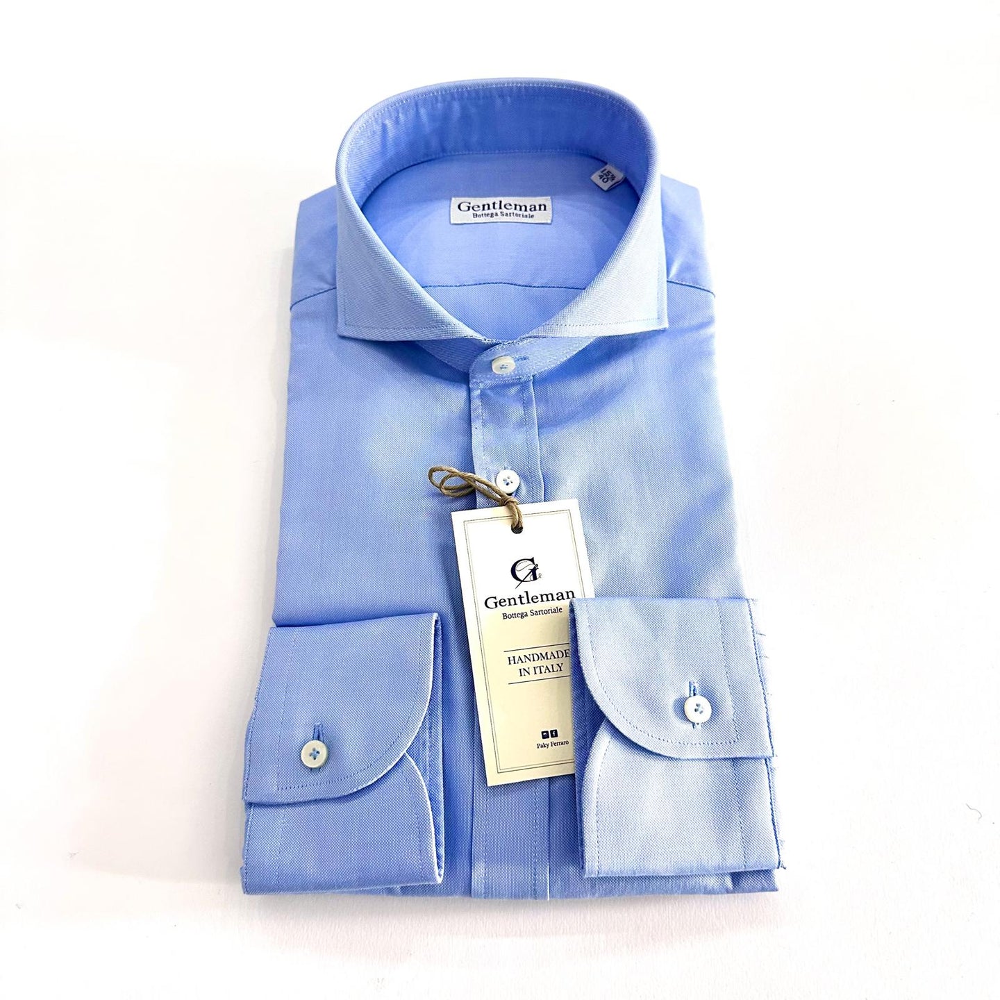 Camicia Celeste Uomo in Tessuto Oxford – Collo Francese | Handmade in Italy🇮🇹