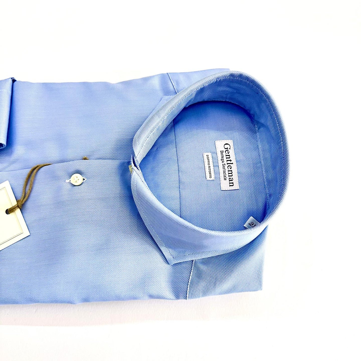 Camicia Celeste Uomo in Tessuto Giro Inglese – Collo Francese | Handmade in Italy