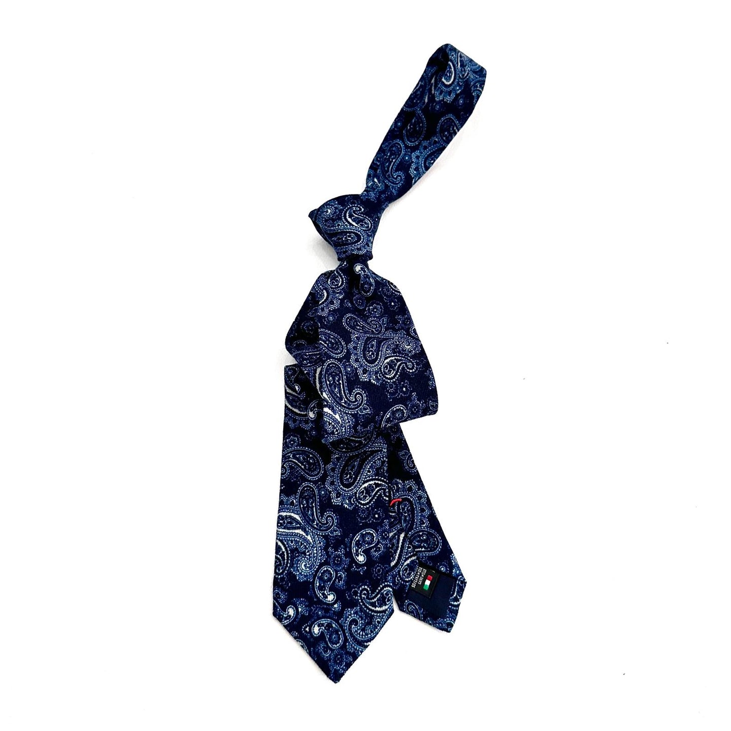 Cravatta paisley in lana e seta – Blu notte raffinato
