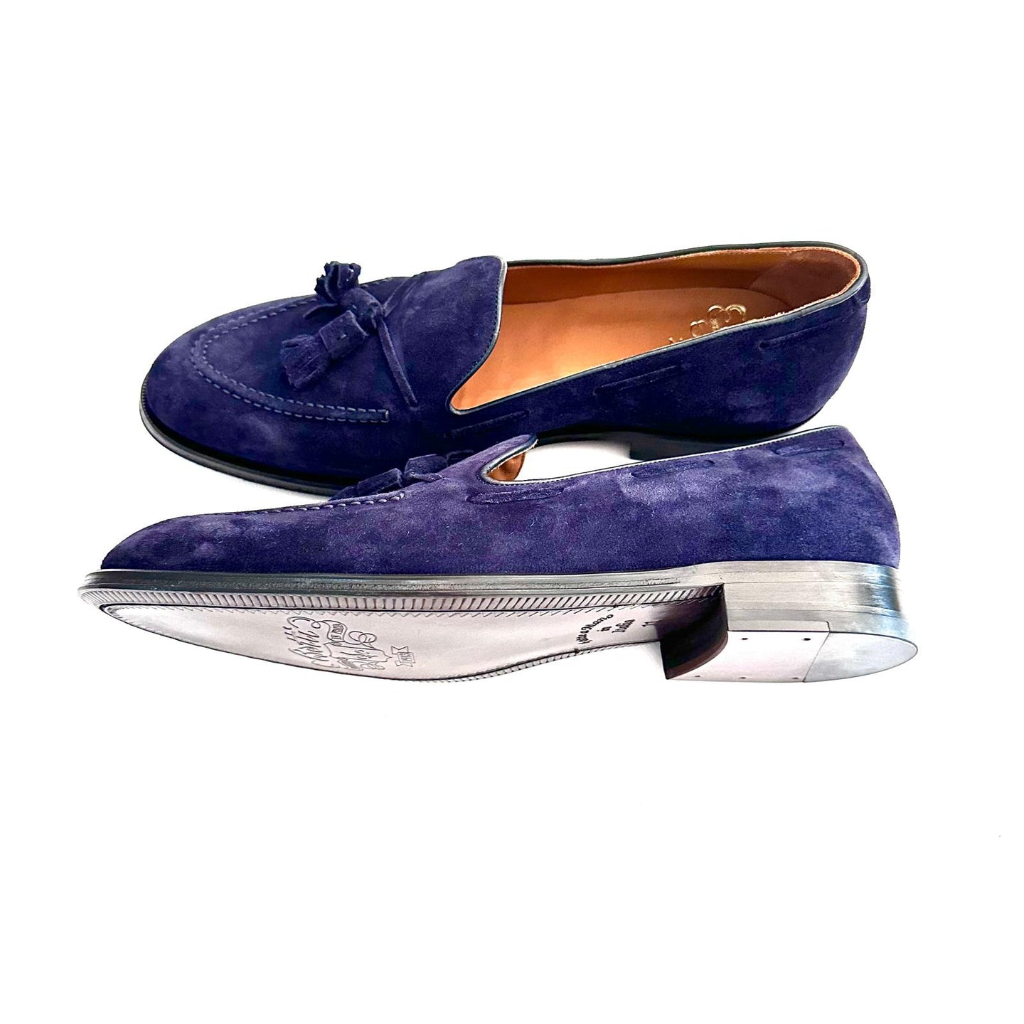 Mocassino con nappine in suede blu navy – Eleganza disinvolta Made in Italy 🇮🇹