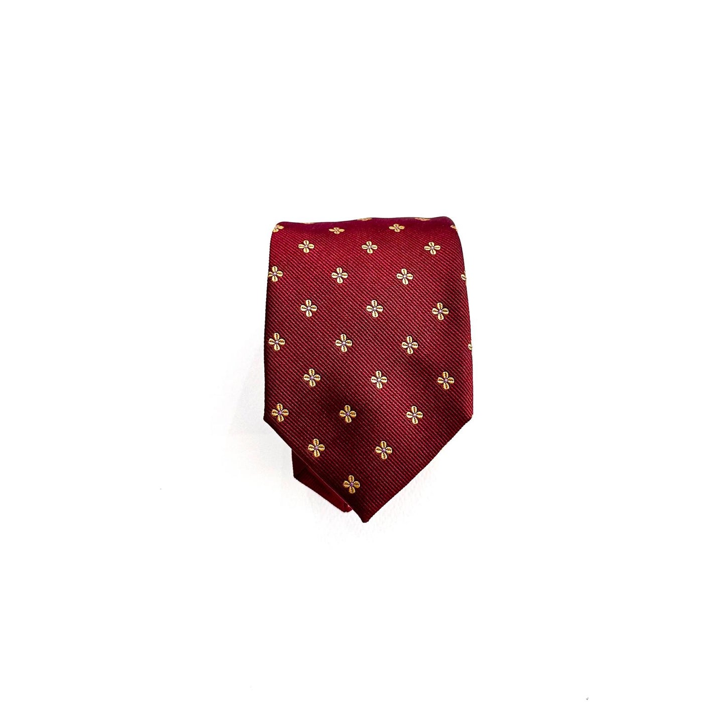 Cravatta in seta bordeaux con microfantasia floreale – Eleganza senza tempo