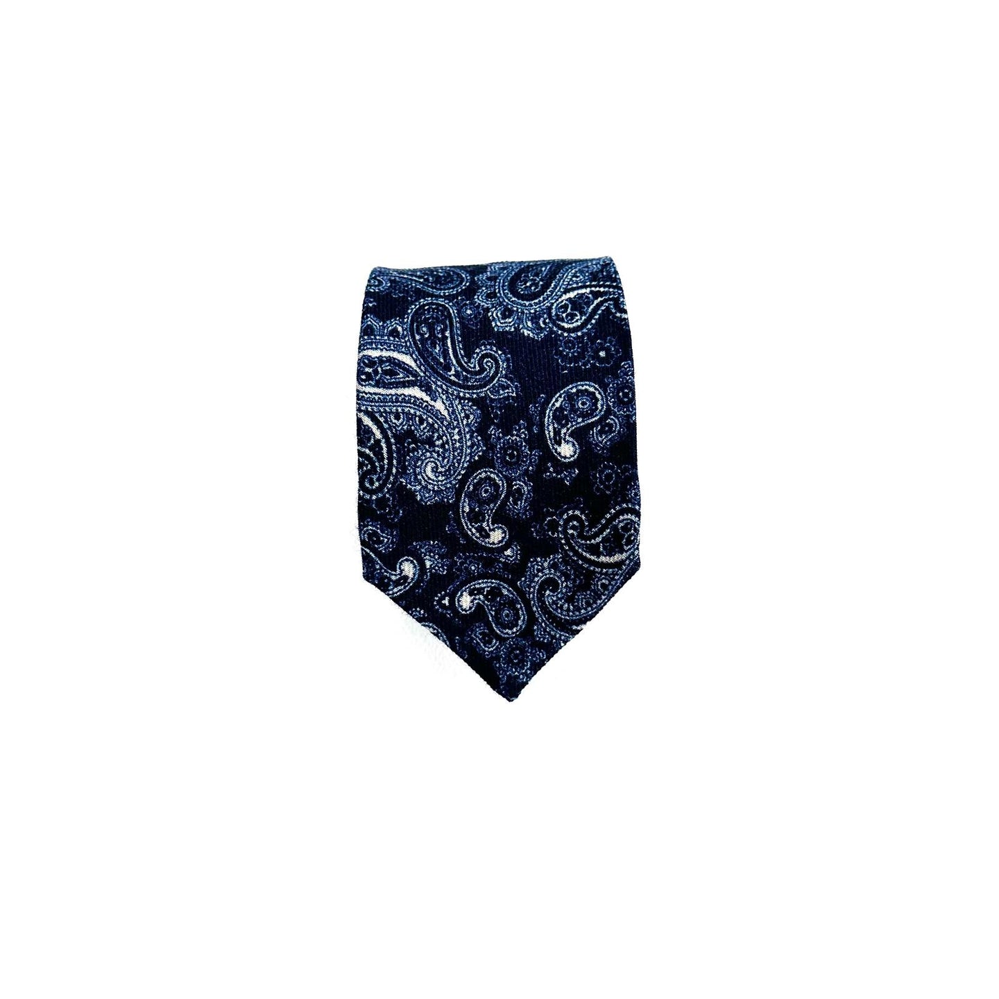 Cravatta paisley in lana e seta – Blu notte raffinato