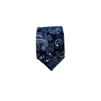 Cravatta paisley in lana e seta – Blu notte raffinato