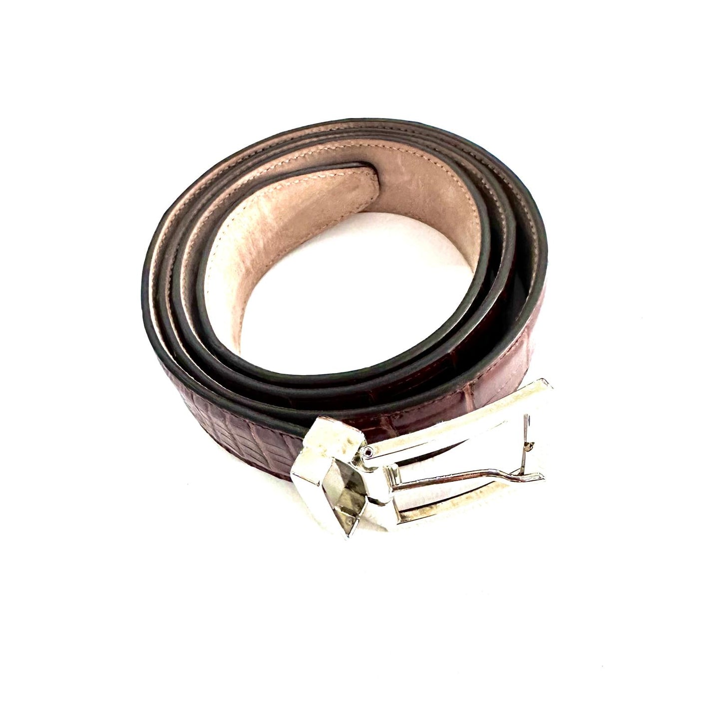 Cintura in Pelle  Coccodrillo – Marrone finitura opaca