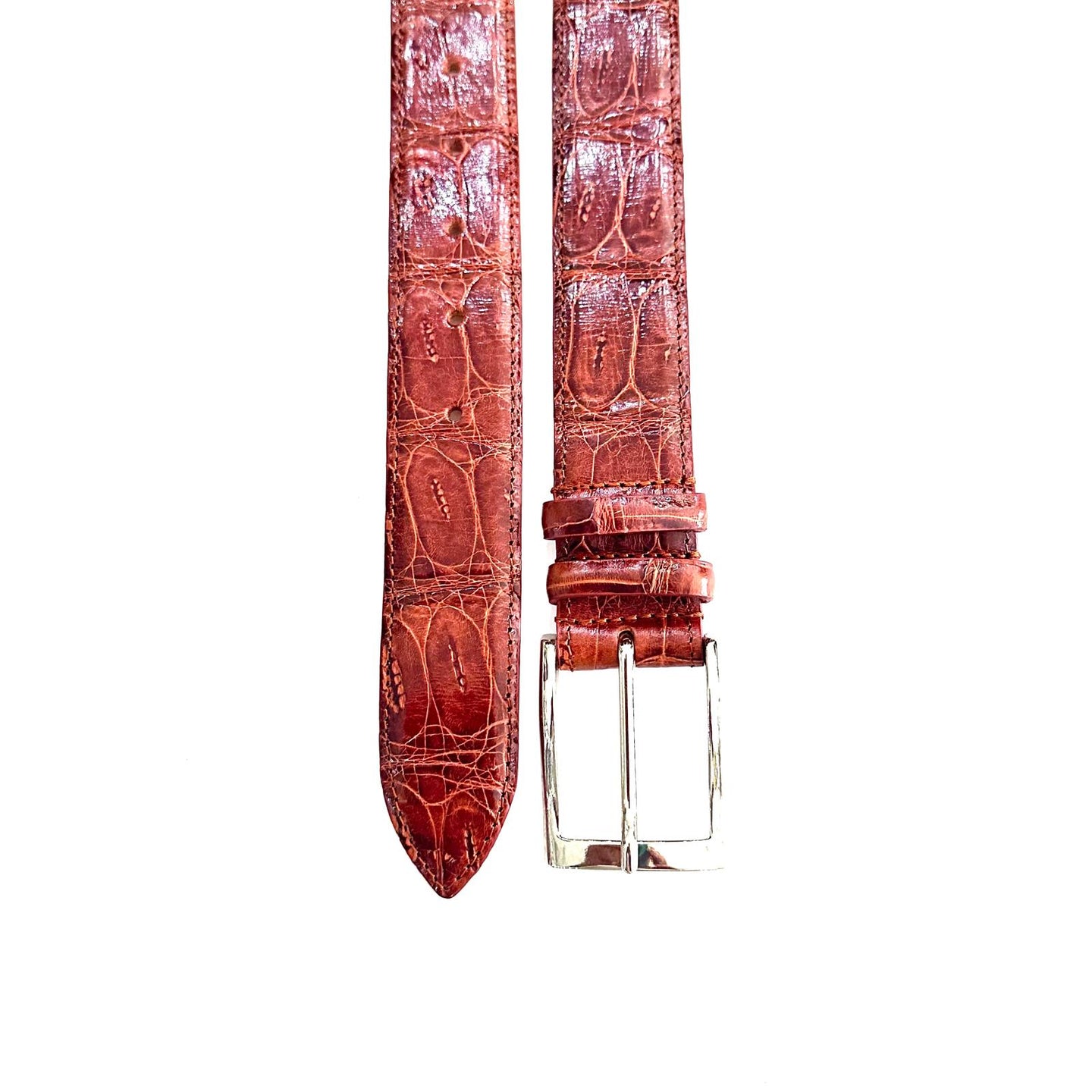 Cintura in Vera Pelle di Coccodrillo – Fibbia in Ottone Satinato Made in Italy 🇮🇹
