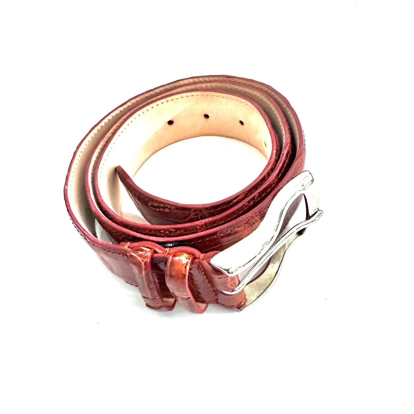 Cintura in Vera Pelle di Coccodrillo – Fibbia in Ottone Satinato Made in Italy 🇮🇹