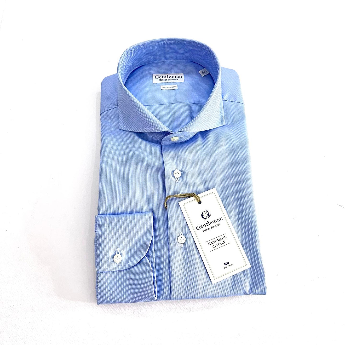 Camicia Celeste Uomo in Tessuto Giro Inglese – Collo Francese | Handmade in Italy