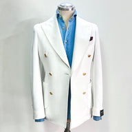 Giacca Doppiopetto Uomo Breras in Cotone Bianco a Trama – Bottoni in Metallo | Made in Italy