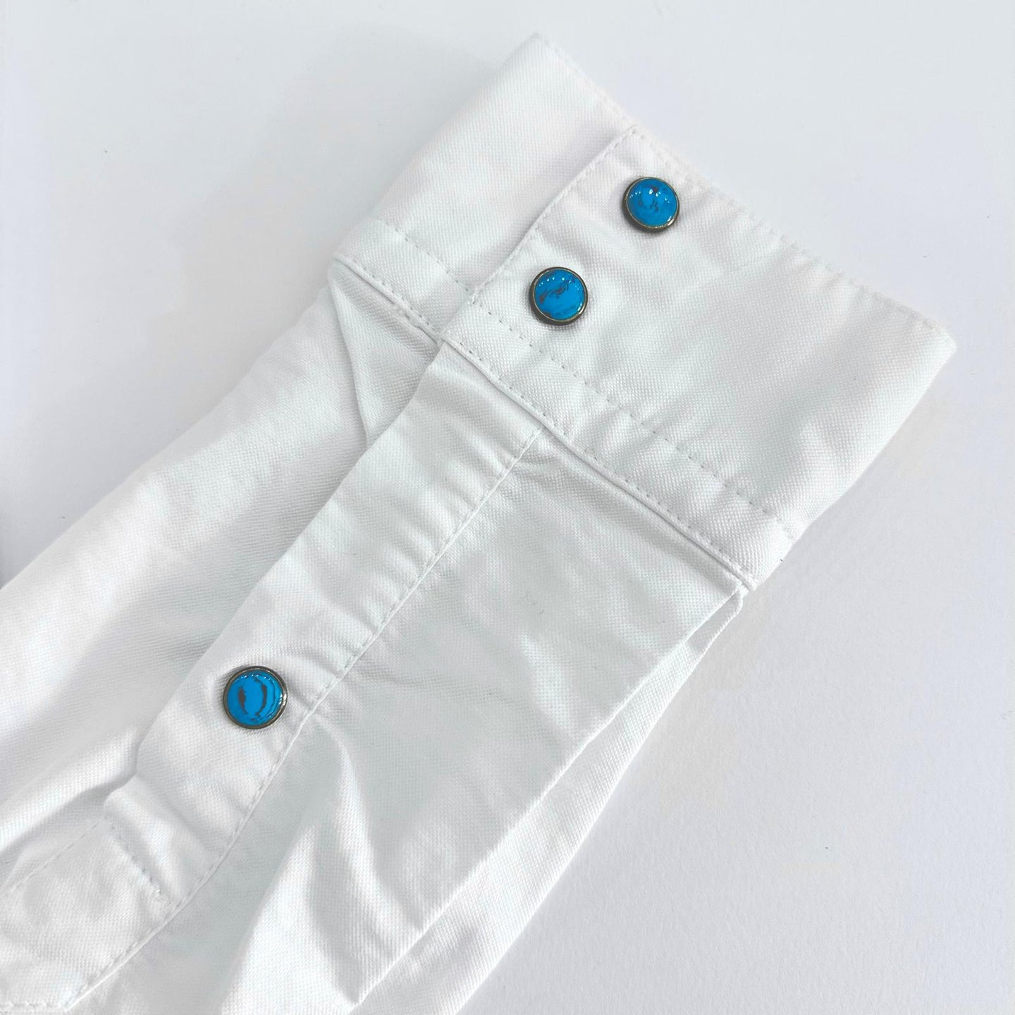 Camicia White Oxford Texana con Bottoni a Pressione Turchese – Chesapeake's
