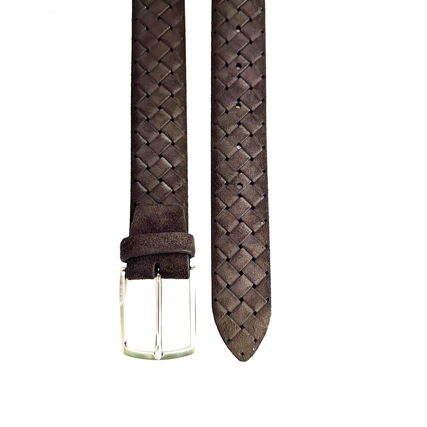 Cintura Uomo Intrecciata in Camoscio ( suede) testa di moro