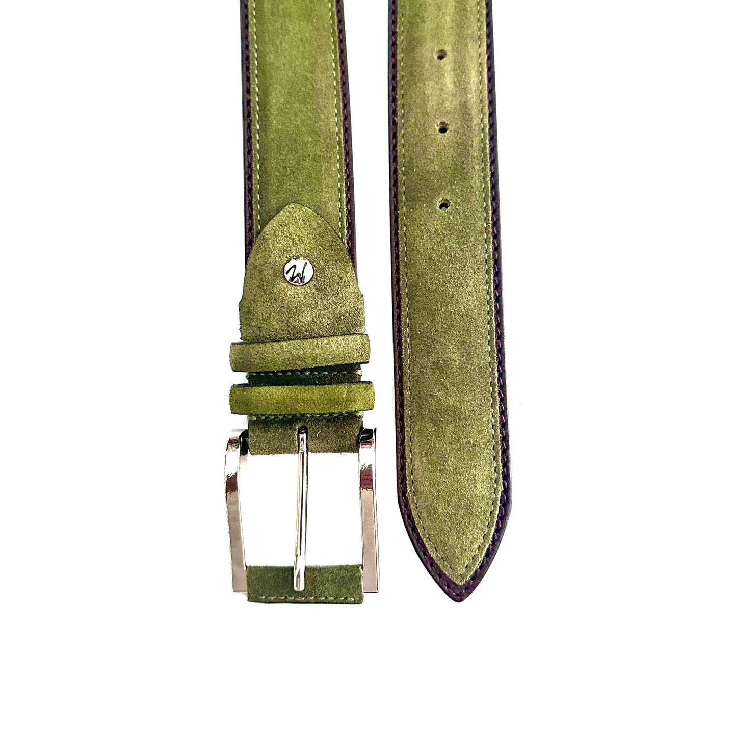Cintura Uomo in Camoscio Verde Oliva – Suede Leather