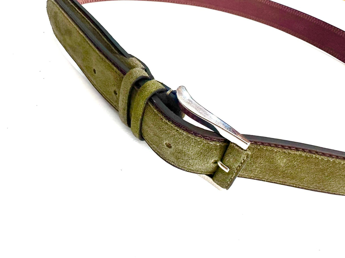 Cintura Uomo in Camoscio Verde Oliva – Suede Leather