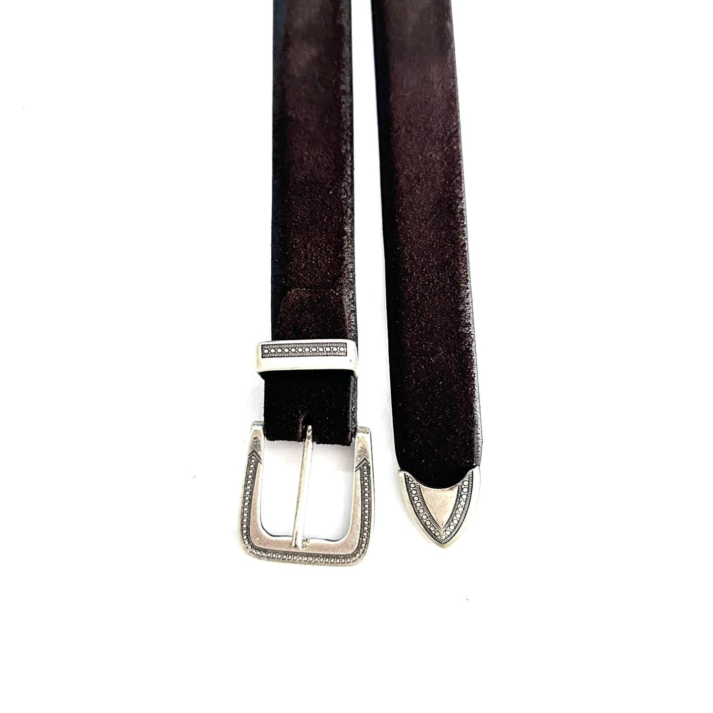 Cintura in suede testa di moro con fibbia vintage in metallo