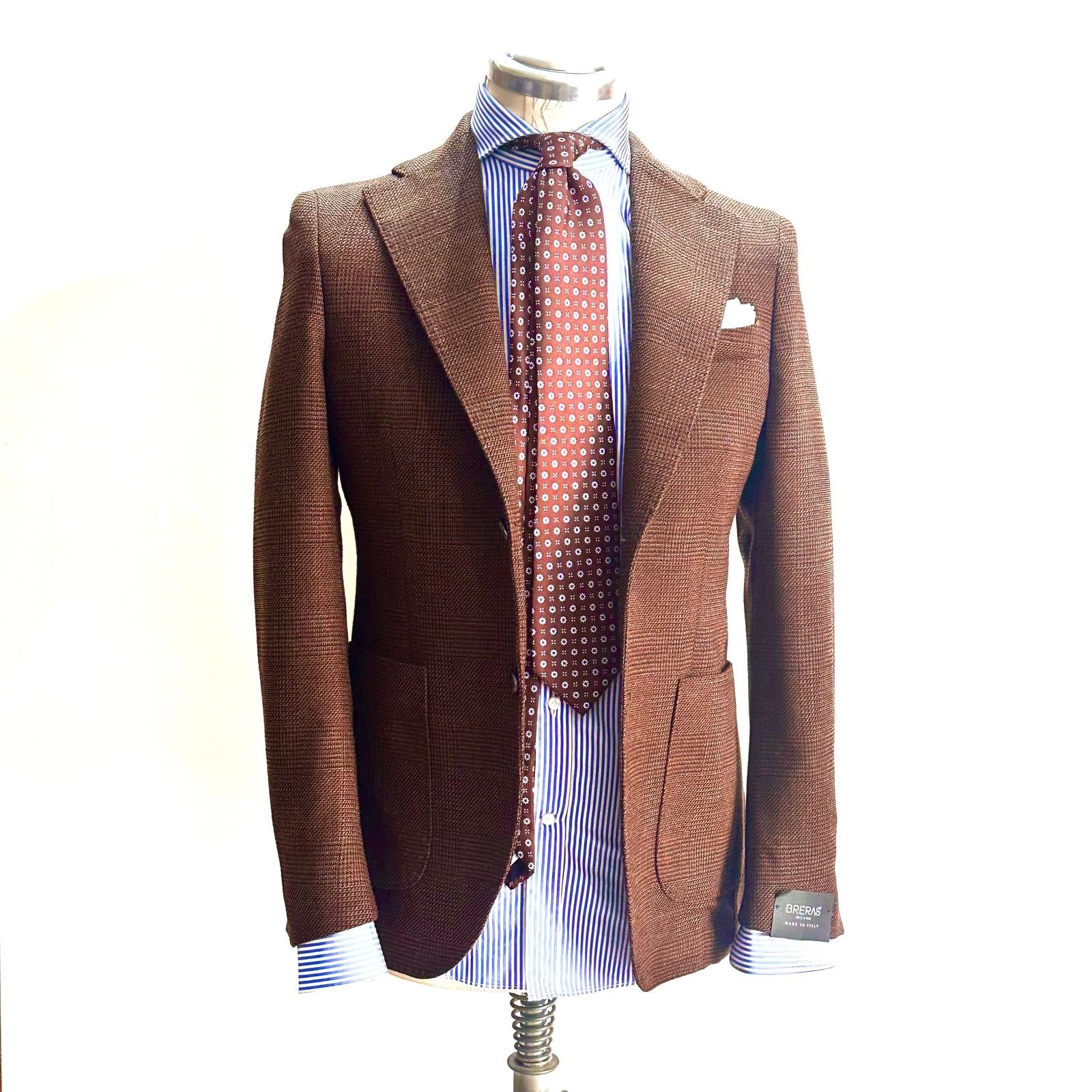 Giacca BRERAS in lana 100% – Principe di Galles marrone