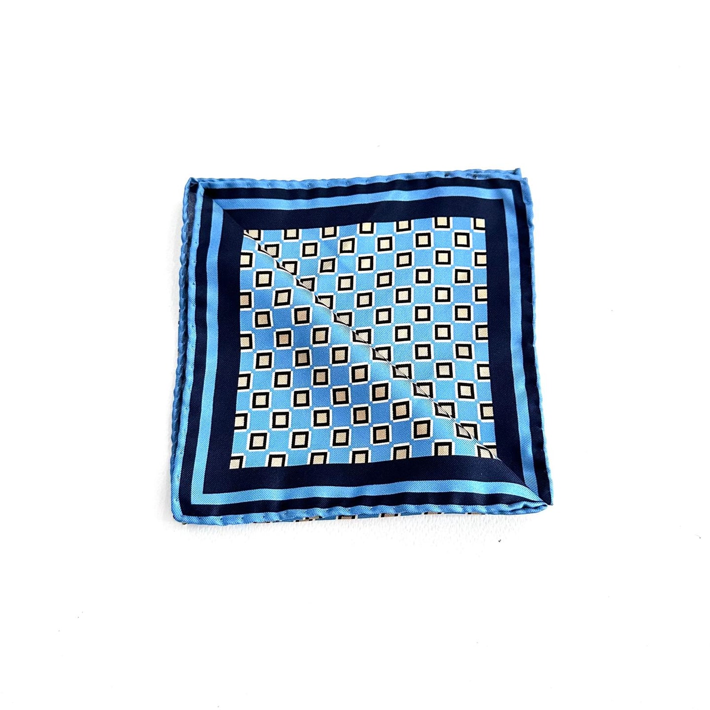 Pochette da taschino in seta – Azzurro geometrico Made in Italy 🇮🇹