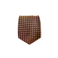 Cravatta Sartoriale Marrone con Micro-Medaglioni Giallo Ocra and Made in Italy 🇮🇹
