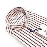 Camicia uomo Doppio Ritorto fondo Bianco a righe marroni  And Made in Italy 🇮🇹 GENTLEMAN BOTTEGA SARTORIALE