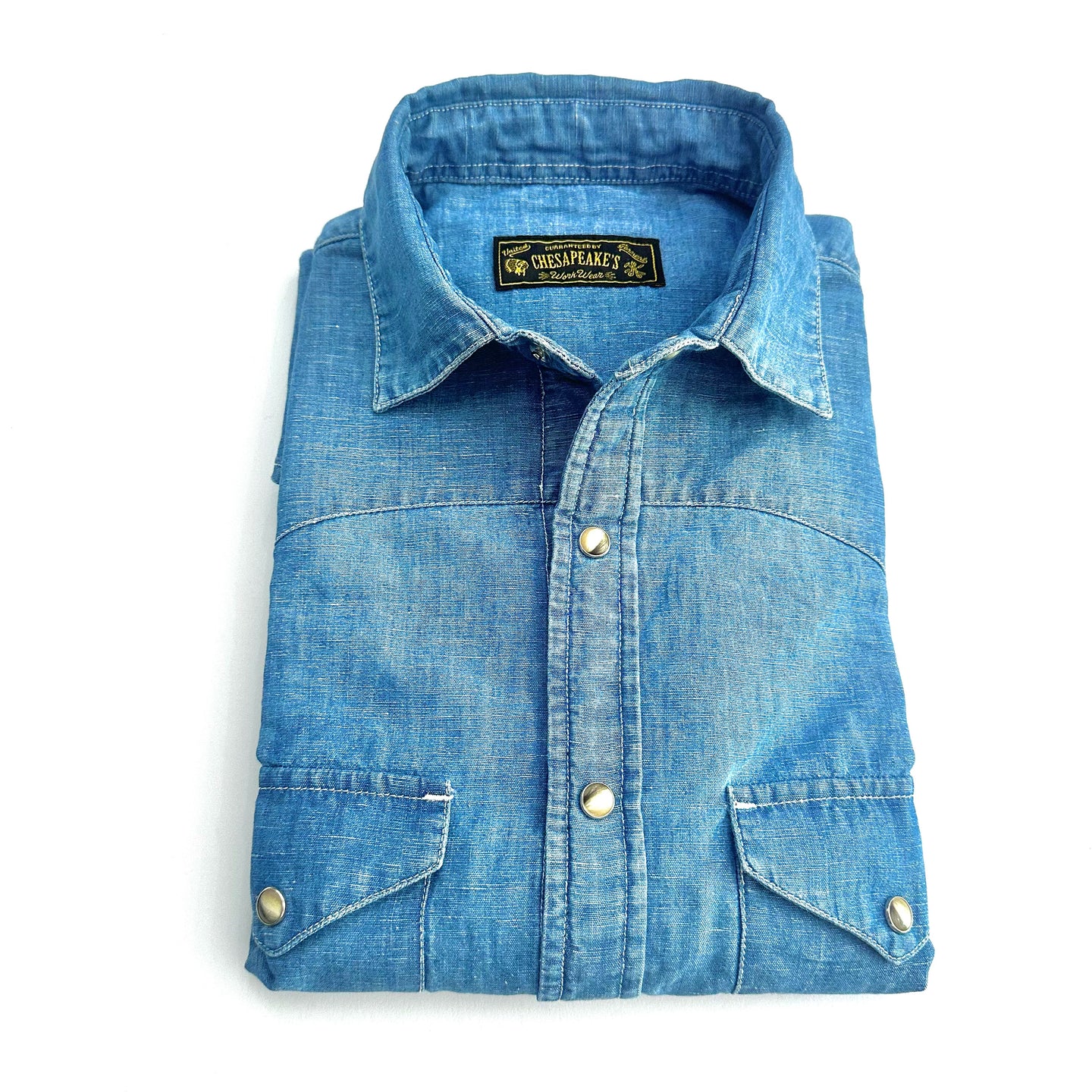 Camicia Uomo Chesapeake’s DENIM   WESTERN Vintage Chambray Colore Bleach Collo italiano