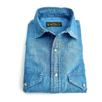Camicia Uomo Chesapeake’s DENIM   WESTERN Vintage Chambray Colore Bleach Collo italiano
