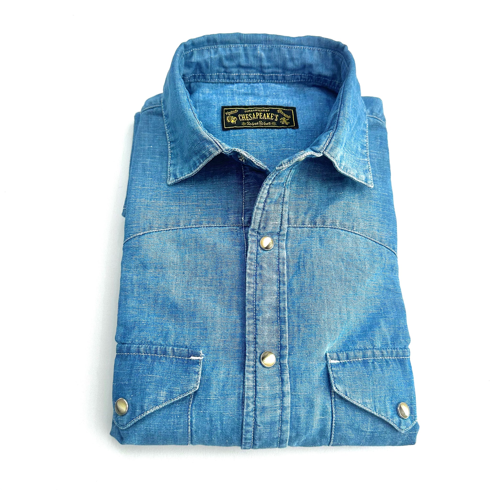 Camicia Uomo Chesapeake’s DENIM   WESTERN Vintage Chambray Colore Bleach Collo italiano