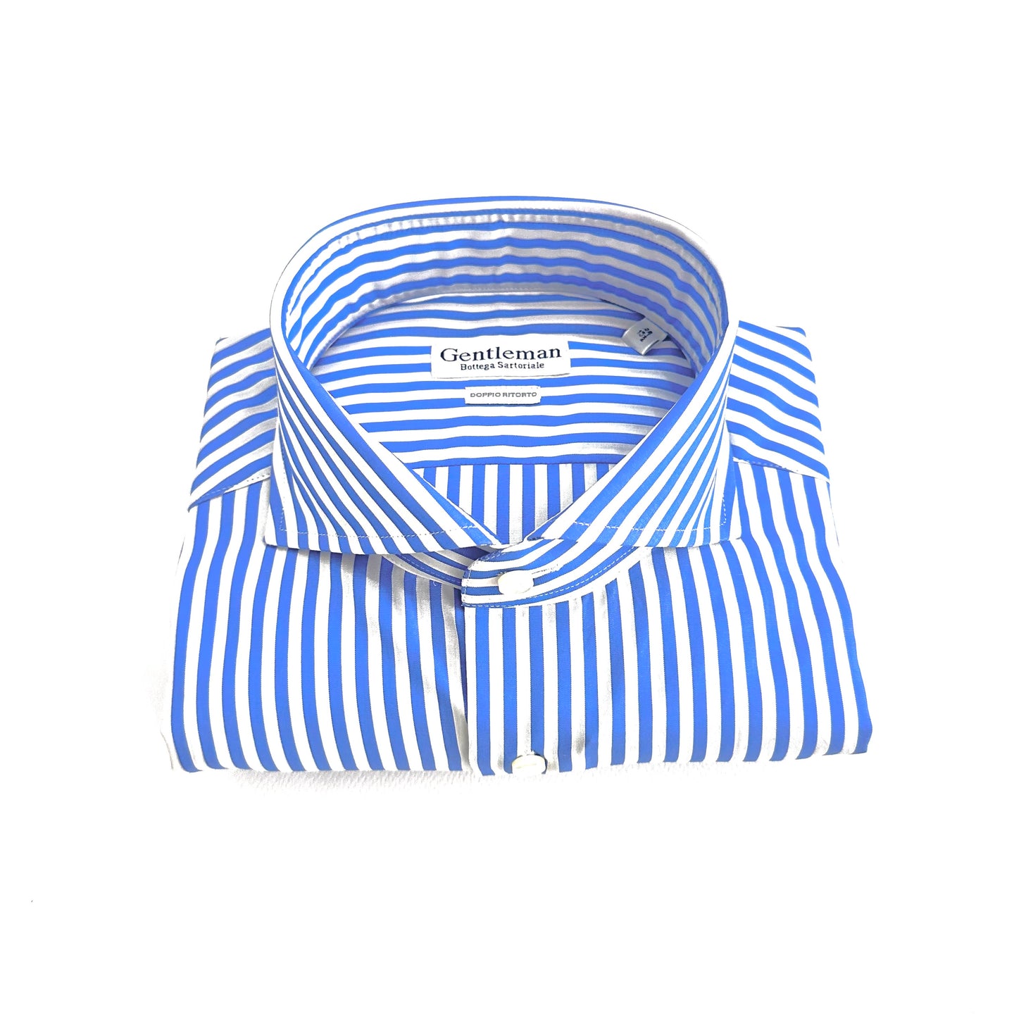 Camicia sartoriale in popeline doppio ritorto – righe celeste e bianche 🇮🇹