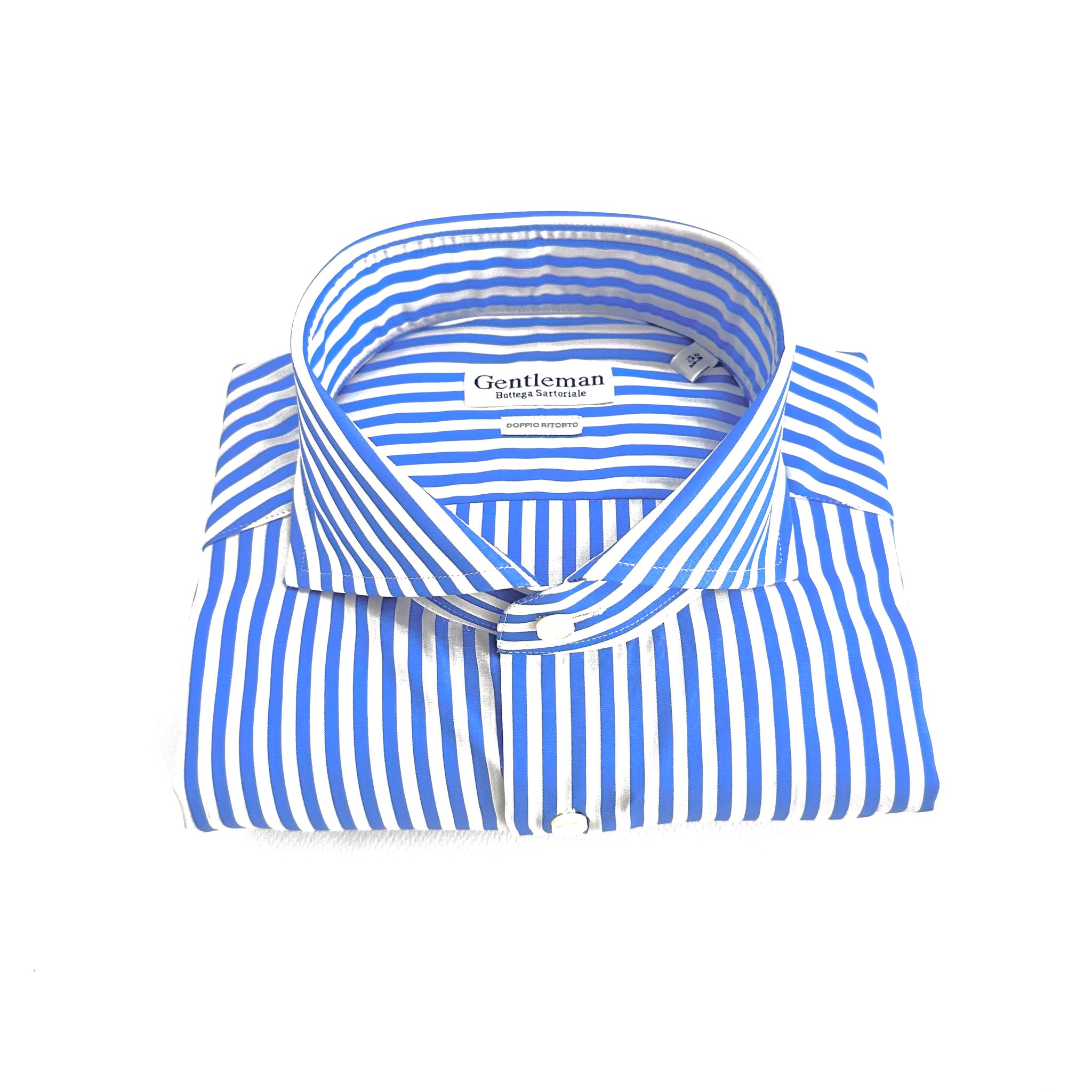 Camicia sartoriale in popeline doppio ritorto – righe celeste e bianche 🇮🇹