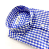 Camicia sartoriale in popeline doppio ritorto – Quadretto Azzurra è Bianca 🇮🇹