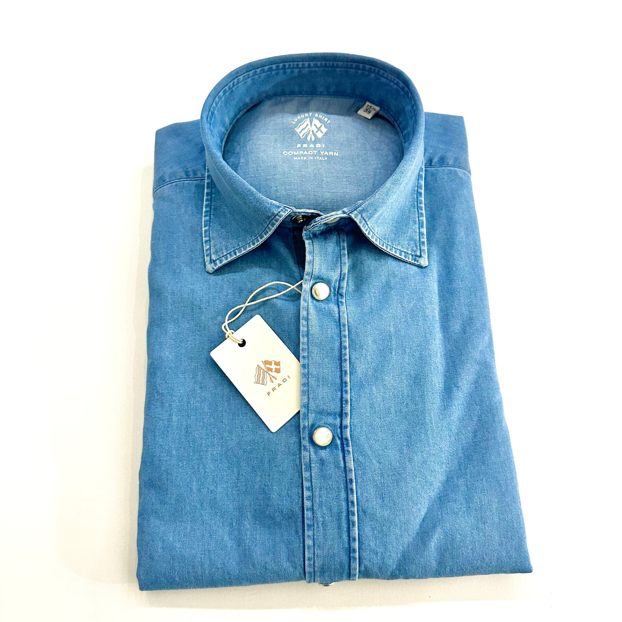 Camicia Denim vintage Uomo FRADI  Chambray  Collo italiano Handmade in Italy 🇮🇹