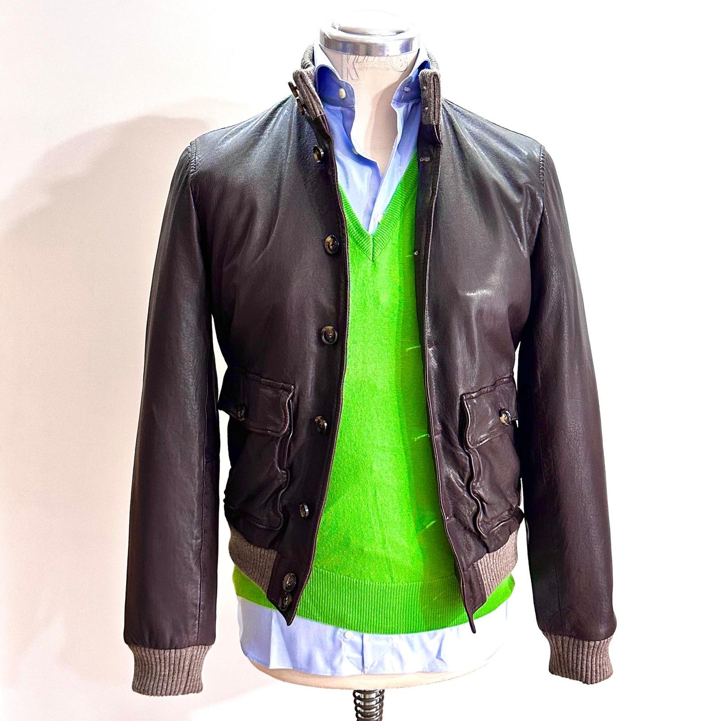 Giubbotto in pelle Marron Glacé  “The Jack Leathers” – 100% vera pelle Made in Italy