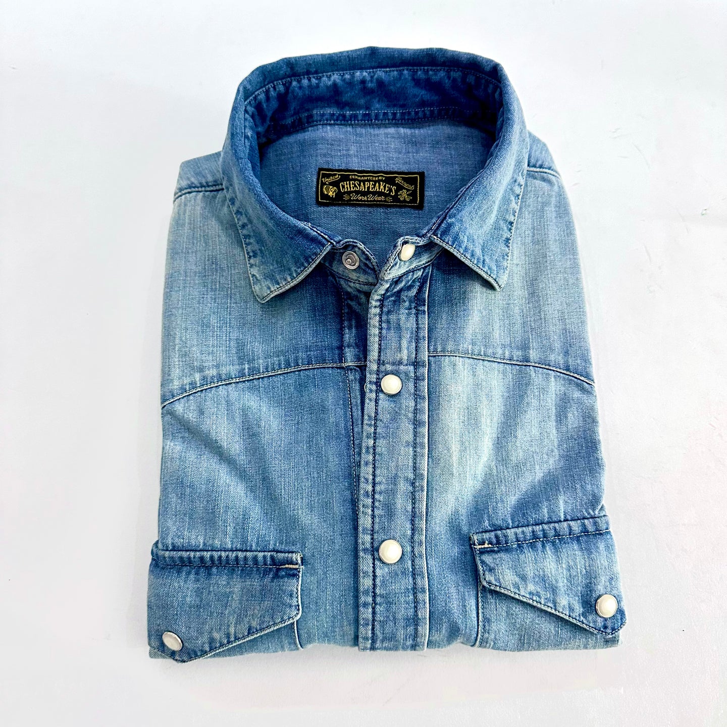 Camicia western Denim  shirt Flagstaff stone Bleach – Collo Italiano | Chesapeakes ( new Collection )
