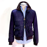 Giacca Uomo in Suede Blu Navy con Pettorina Removibile – The Jack Leathers